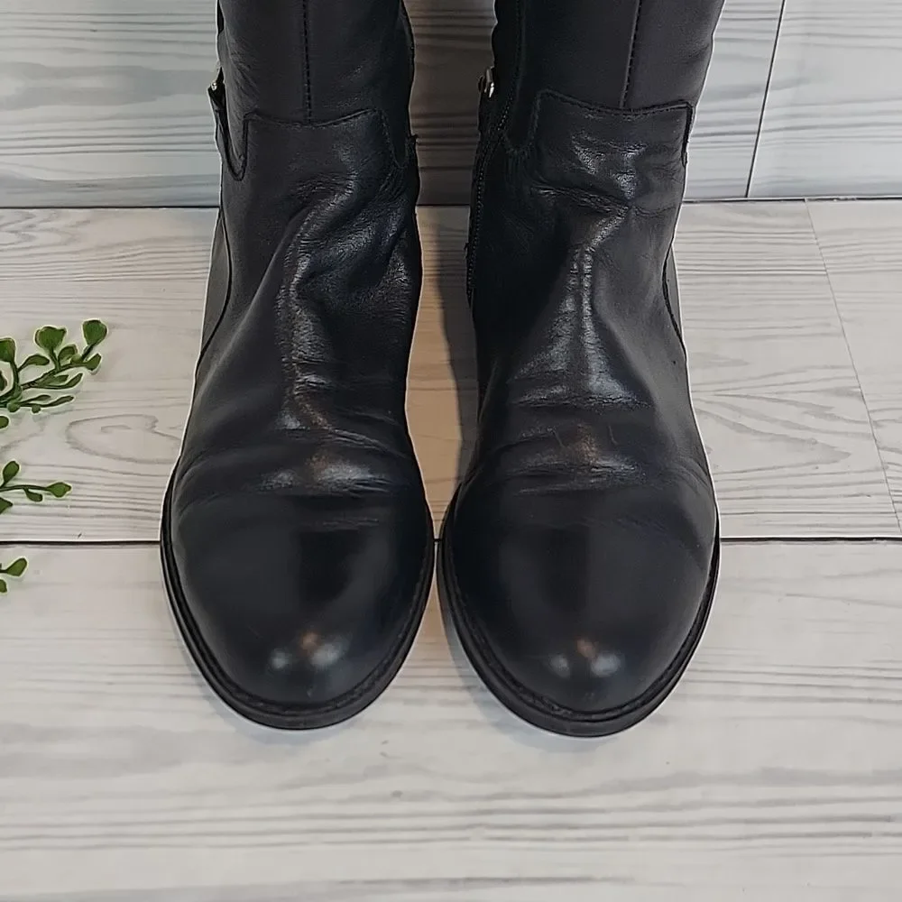 Isacc Mitzrah Imtory Black Knee-High Leather Boots Womens Size 7